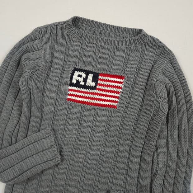 (여성M) 폴로 랄프로렌 성조기 니트 그레이