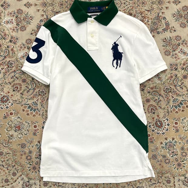 폴로 랄프로렌 배색 슬림핏 빅포니 카라티 