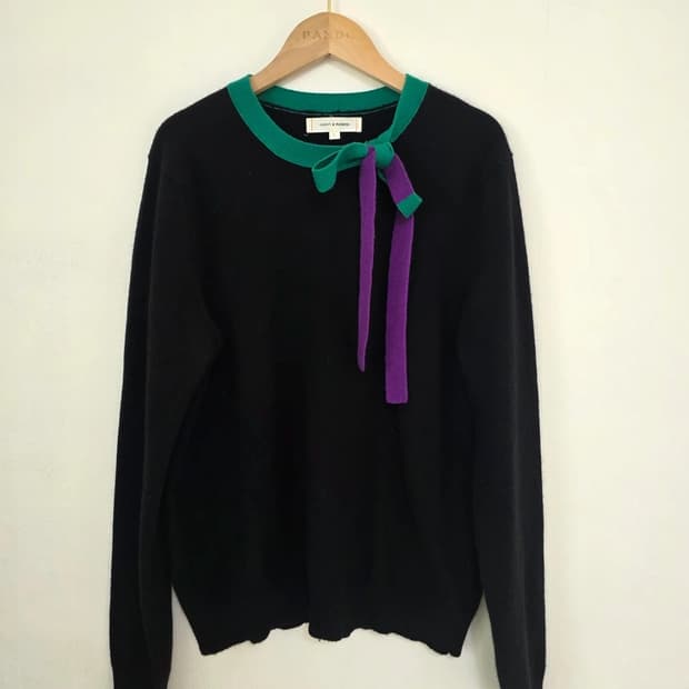 CHINTI & PARKER (친티 앤 파커) 타이넥 배색 리본 니트 L