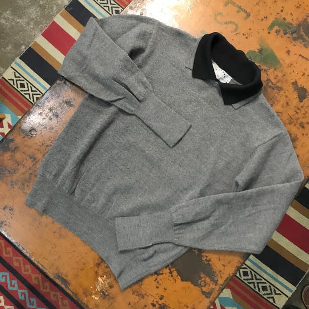 Italy 크리스티나 마조넷 더블 카라 그레이 메리노 울 니트 여성 44