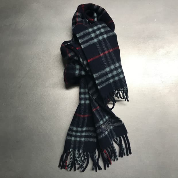 버버리 정품 램스울 머플러 네이비