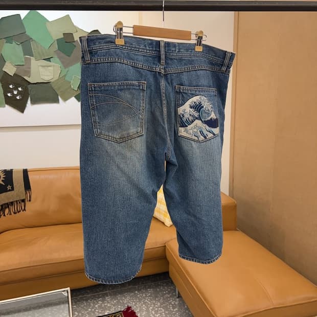 빈티지 포켓 포인트 데님 청반바지 35인치 C04450 