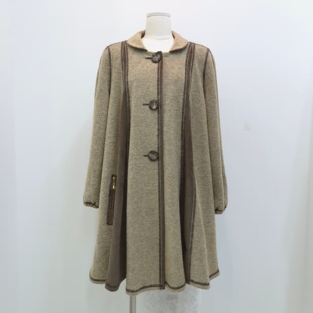 베이지 플레어 빅사이즈 울코트