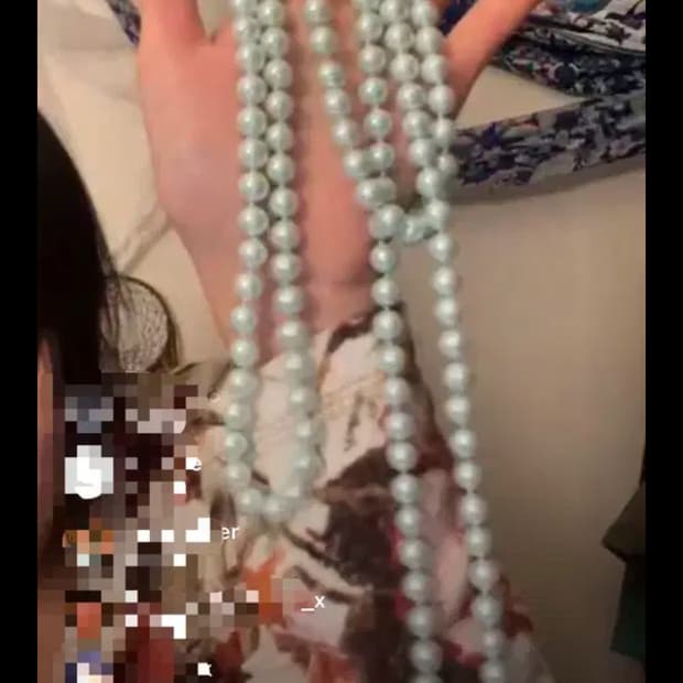 레테 빈티지 페어리 갸루 민트 진주 롱목걸이