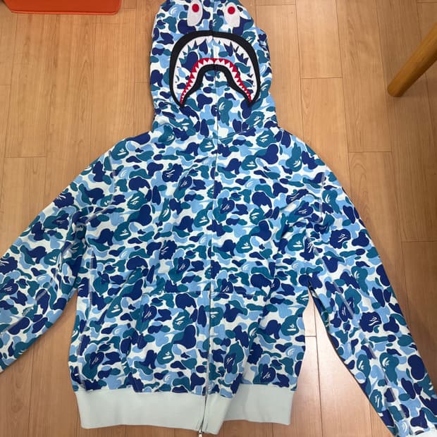 베이프 샤크 후드집업 블루 xl