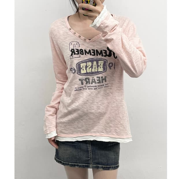 핑크 버튼 레터링 슬리브