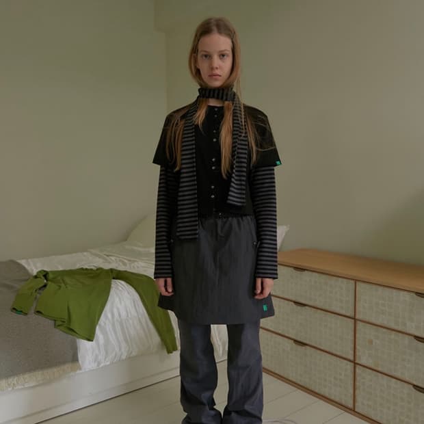 셔링 스커트 + 팬츠 세트 _ 차콜