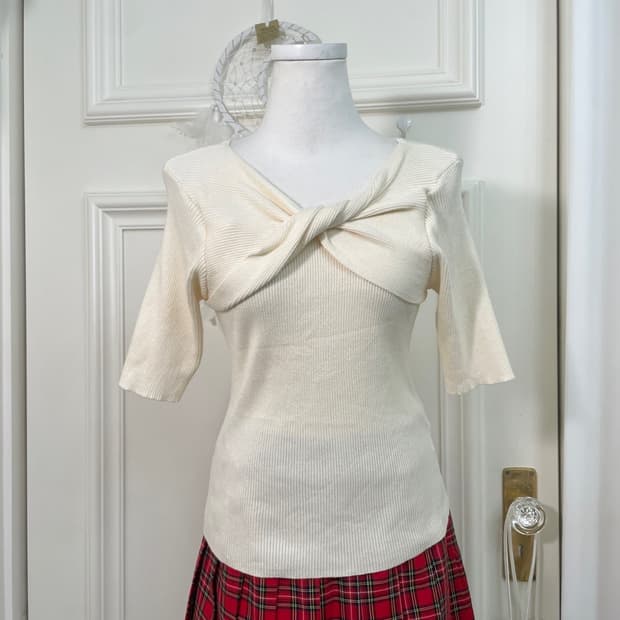 INGNI bow point half knit top(size-M)