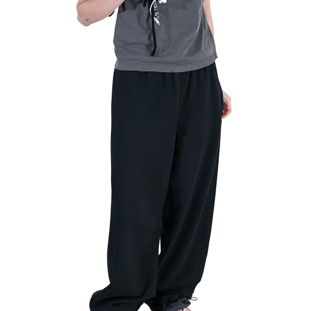 퍼버즈 STEP LAYERED SWEAT PANTS (BLACK)