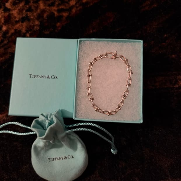 정품 티파니앤코 하드웨어 링크 실버 팔찌 