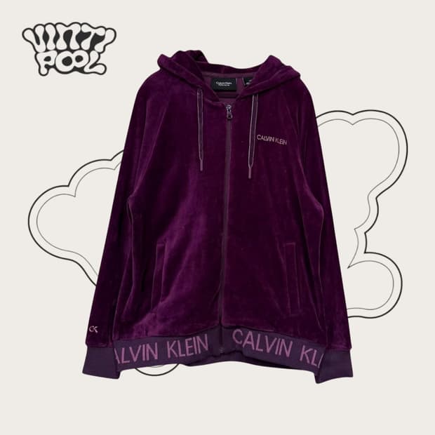 캘빈클라인 벨벳 트레이닝 후드집업 퍼플 L (w)