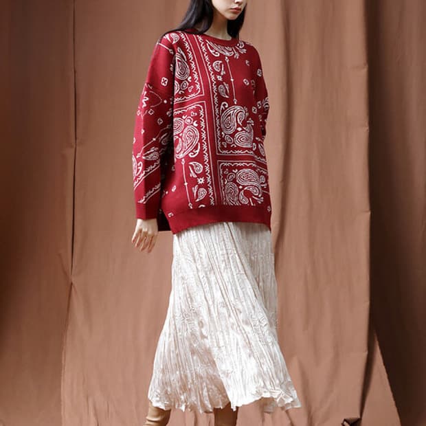 (S)여성 제너럴아이디어 페이즐리 니트 박스핏