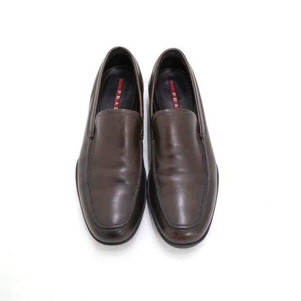 Prada Sports Leather Loafers Dark Brown
