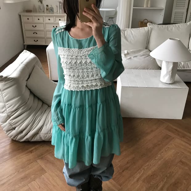 vintage mint lace one-piece