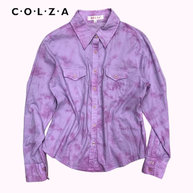 COLZA violet tie-dye pocket shirt