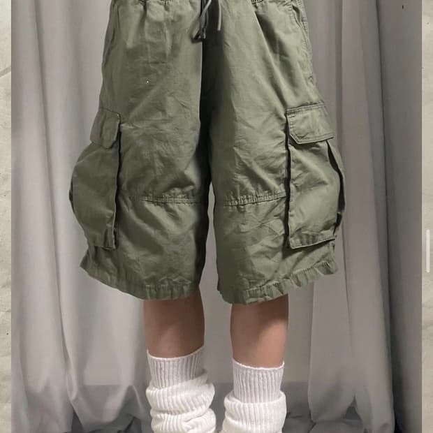 카키 카고 포켓 버뮤다팬츠