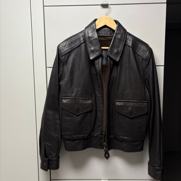 빈티지 브라운 레더 밀리터리 블루종 A2자켓 95사이즈