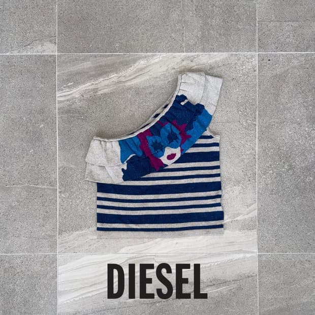 DIESEL one shoulder frill glitter 슬리브리스