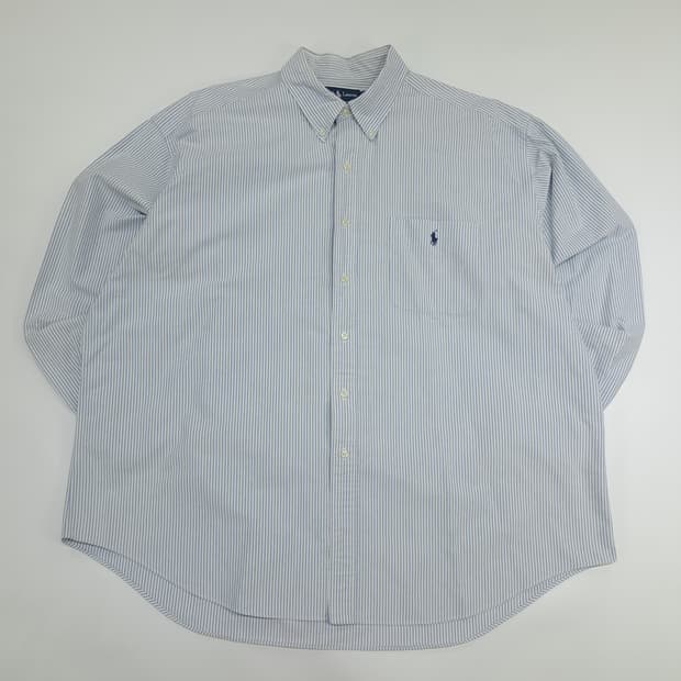 Co742 2XL 폴로 랄프로렌 빅셔츠 클래식블루 스트라이프 긴팔 셔츠