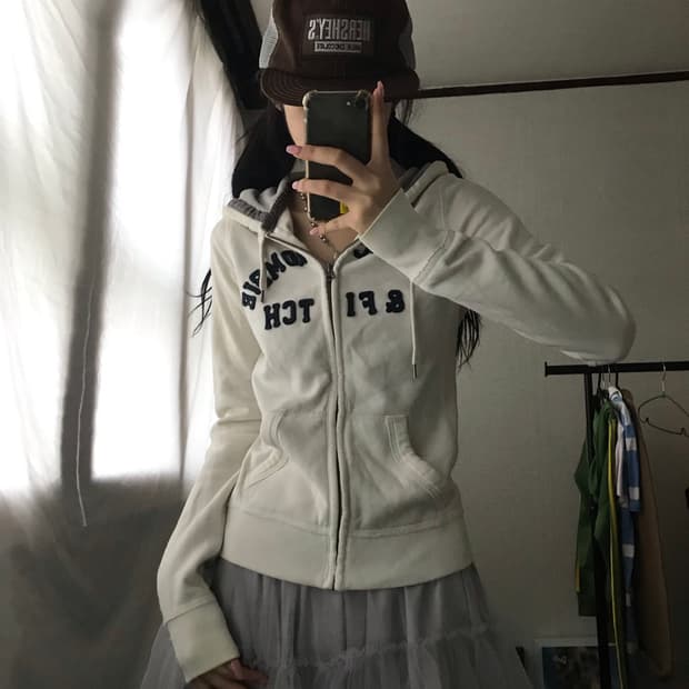 아베크롬비 화이트 딱붙핏 후드집업