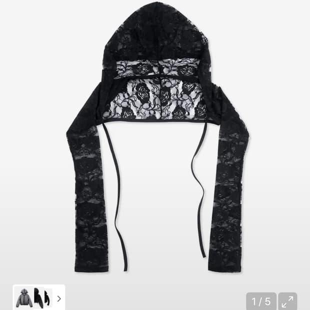 태 블랙 레이스 후드 볼레로
