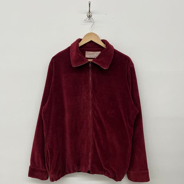 크리스챤 디올 벨벳 집업 자켓 버건디 남L