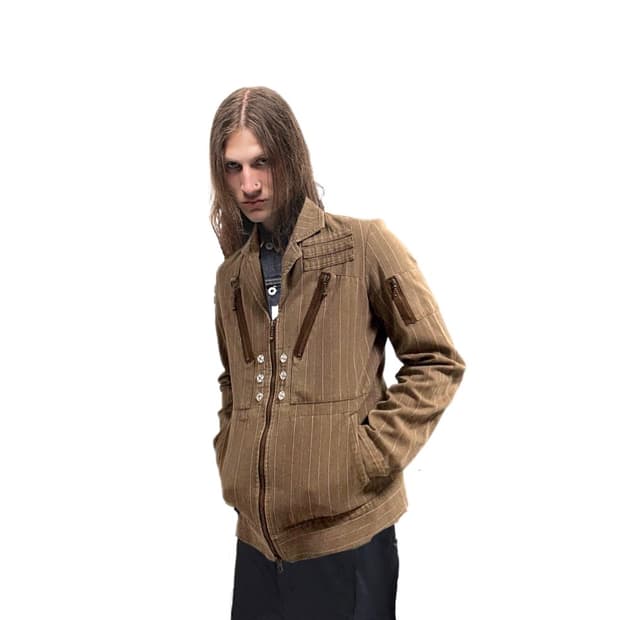 일본 브랜드 AMERICANRAG 앞판 변형 스트라이프 집업 자켓