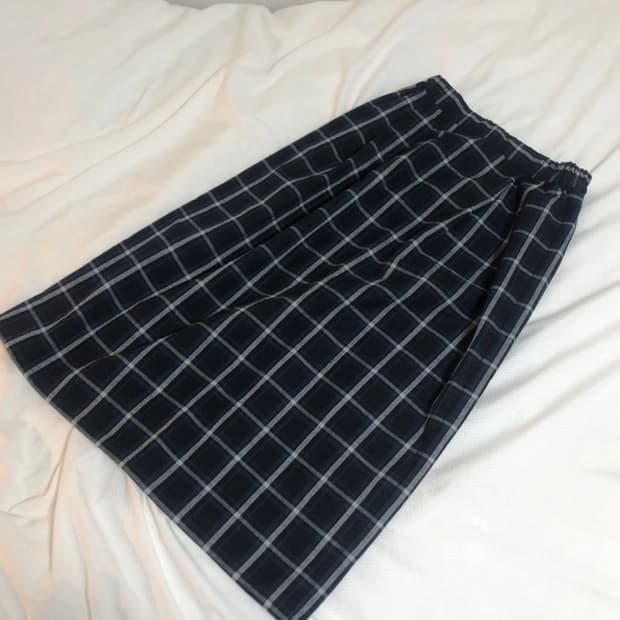 체크 롱 스커트