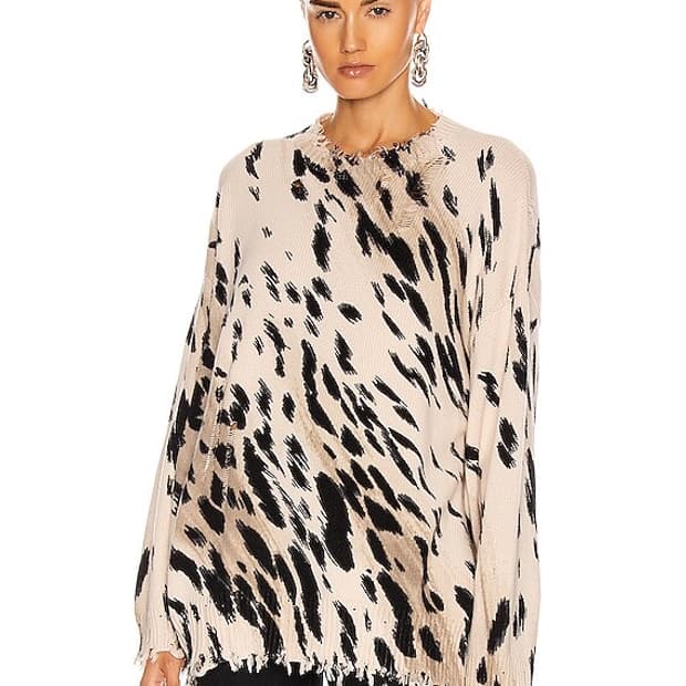 R13 레오파드 디스트로이드 니트 스웨터