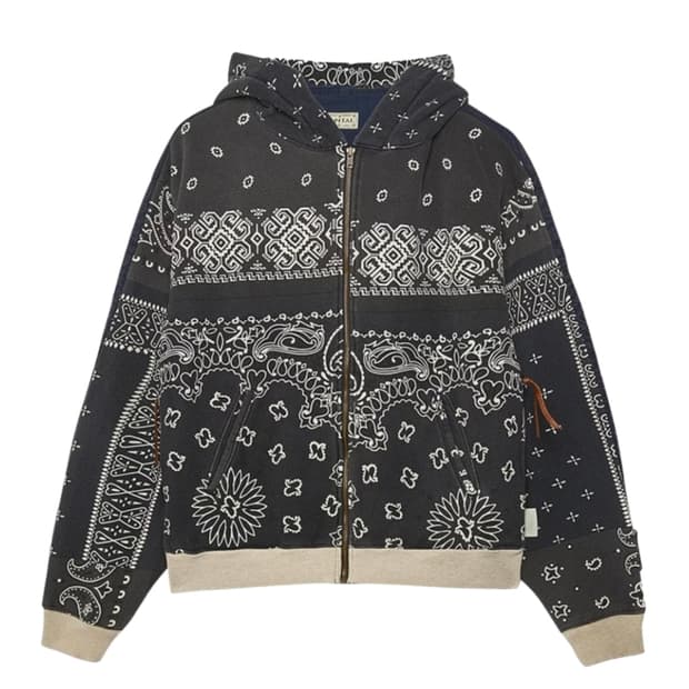 [3]캐피탈 플리스 반다나 비부악 후드 집업 블랙