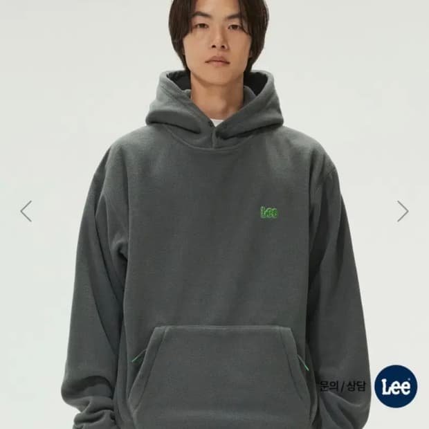 [새상품] LEE (리) 플리스 후드 티셔츠 차콜 M