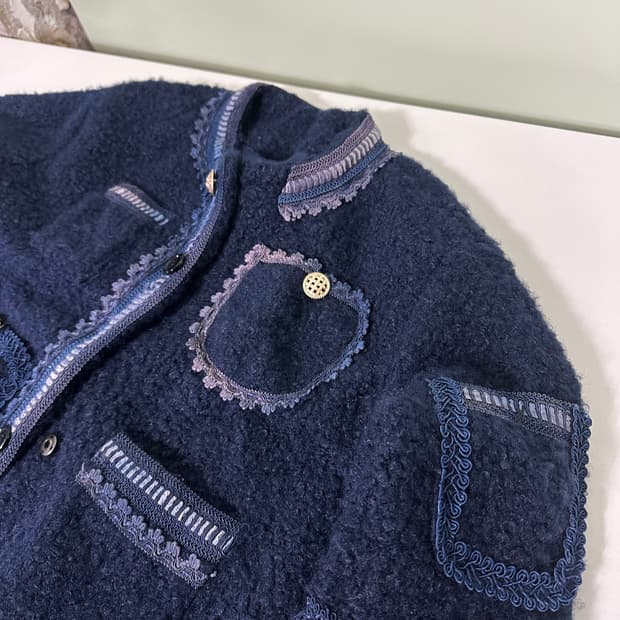 우먼FREE VTG 다크네이비 부클 트위드자켓