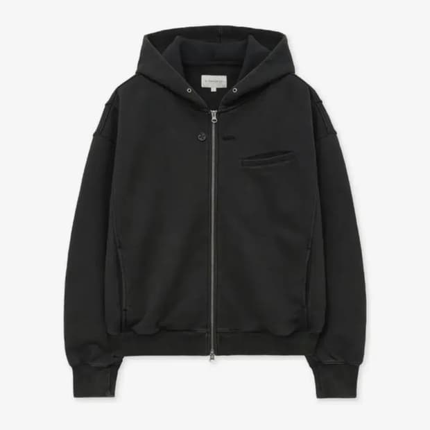 [M] 인템포무드 버튼홀 워싱 후드집업