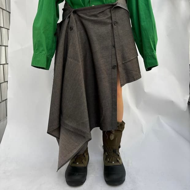 공테잎 fringe button skirt 프린지 스커트