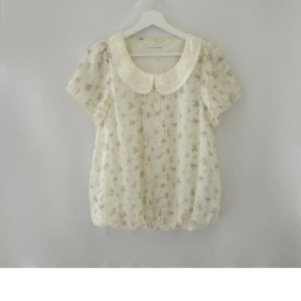 일본 빈티지 러블리 카라 블라우스