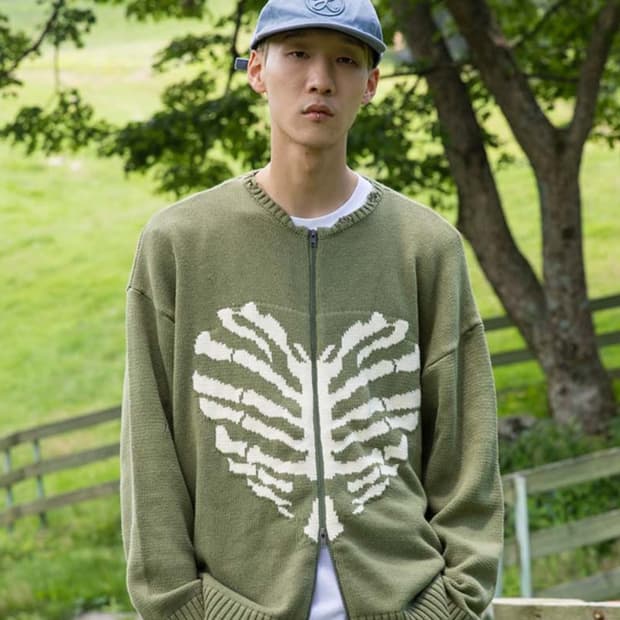 엑스톤즈 스켈레톤 니트집업 m사이즈