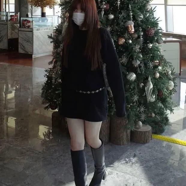(유일매물)프레클 캐리 니트 원피스 블랙