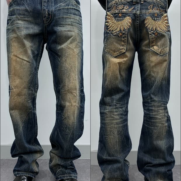 페더 3d 스티치 하드 워싱 데님