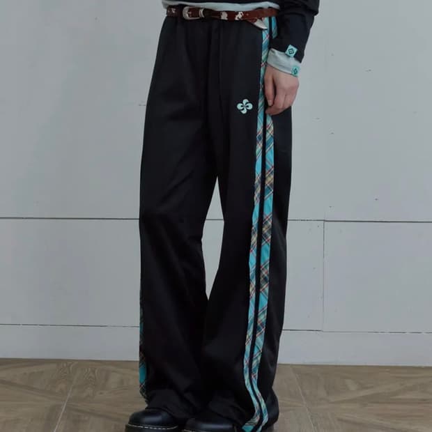 헤레틱 체크 트랙팬츠 