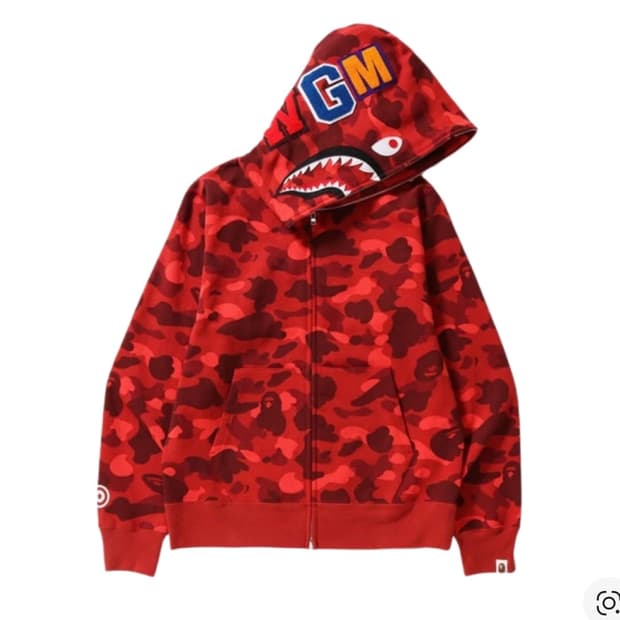 베이프 레드 카모 후드집업