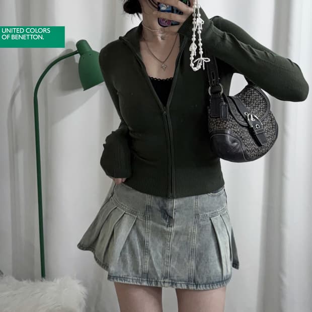 베네통 그린 투웨이 니트 집업