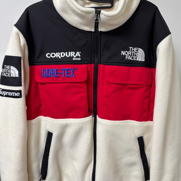 슈프림 x 노스페이스 익스페디션 플리스 자켓 화이트 - 18fw