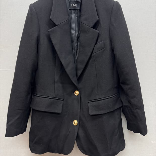 ORR 오르 금장버튼 헤링본 버진 울 블레이저 XS(S)