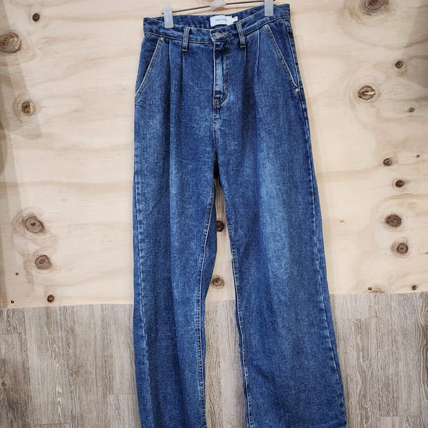 653) 트렌디어패럴 와이드 롱 데님