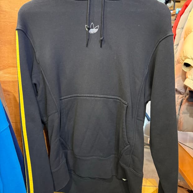 아디다스 옐로우 삼선 후드티