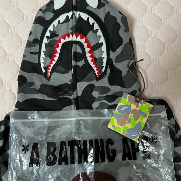 BAPE 샤크 후드집업 그레이 M