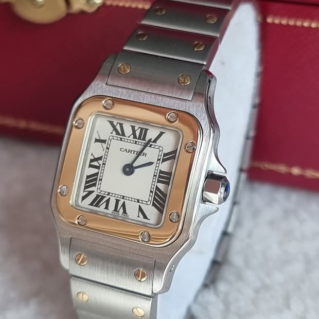 [까르띠에 정품보증서]산토스 갈베 18K 콤비 쿼츠 스몰 여성시계 12년