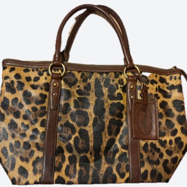 돌체앤가바나 레오파드 레더 토트백