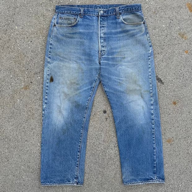 70s USA 빈티지 리바이스 501 66후기 셀비지 데님 팬츠