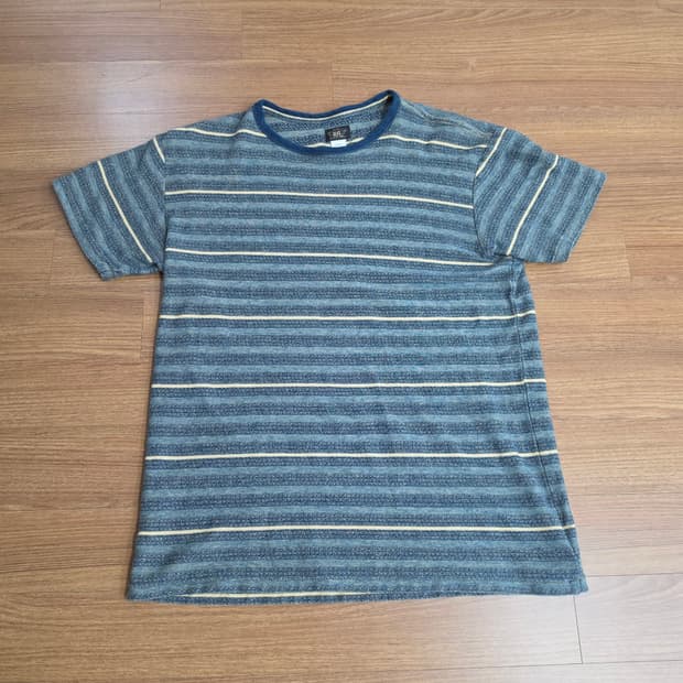 (M) RRL 인디고 스트라이프 자카드 티셔츠 크림멀티 더블알엘